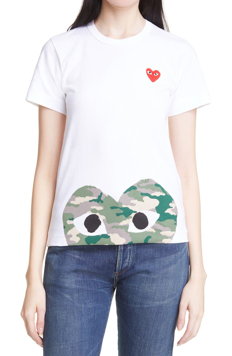 Comme Des Garcons Camouflage Heart Graphic Tee